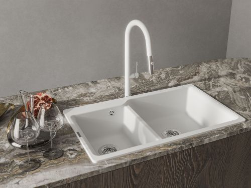 Смеситель для кухни Rivelato 3972500 brina cromo на мойку белый/хром - фото 3