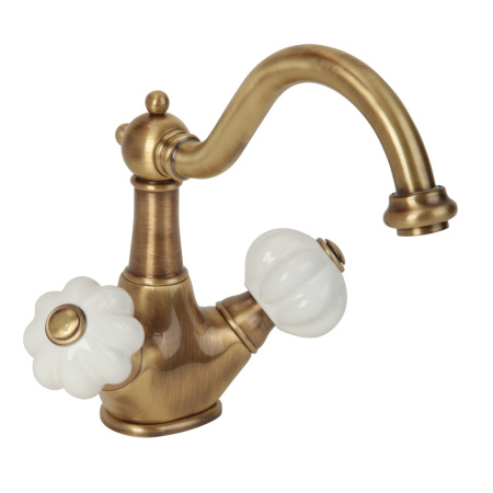 Смеситель Migliore OLIVIA 19000 на раковину белый/бронза