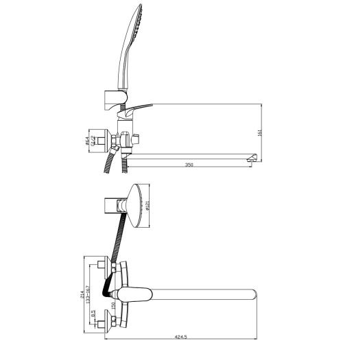 Смеситель для ванны Rossinka RS45 RS45-32 настенный хром - фото 2