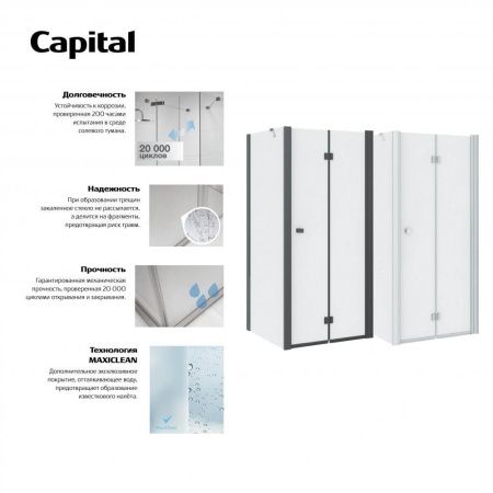 Душевая дверь Roca CAPITAL 7.M450.9.016.M 90х195 стекло прозрачное профиль черный