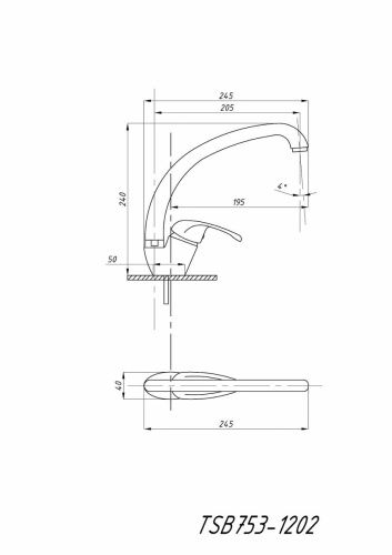 Смеситель для кухни TSARSBERG TSB-753-1202 на мойку хром - фото 4