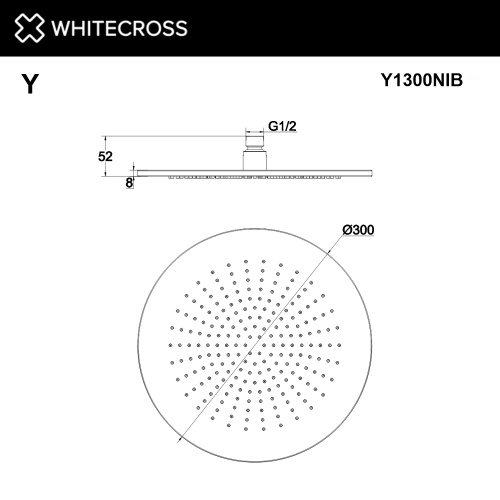 Верхний душ Whitecross Y brushed nickel Y1300NIB никель брашированный - фото 2