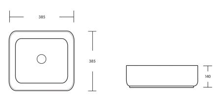 Раковина из сантехнического фарфора Milleau MIEL MU0083-MW 40х40 накладная цвет белый без отверстий под смеситель