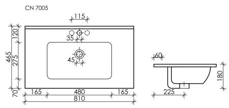 Раковина из сантехнического фарфора Ceramica Nova ELEMENT CN7005MB 80х50 накладная цвет черный