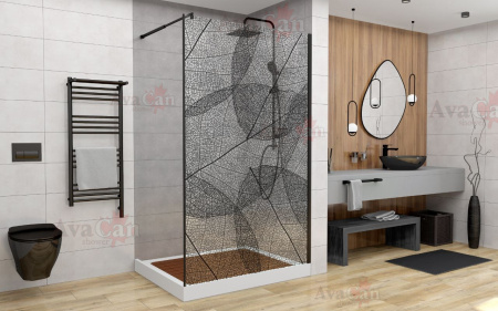 Душевая перегородка AvaCan MB120 120х200 стекло с рисунком профиль черный