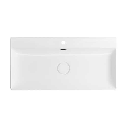 Раковина из сантехнического фарфора Wellsee Bromance 151601000 90х45 накладная цвет белый глянцевый 1 отверстие под смеситель - фото 3