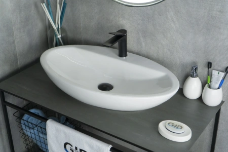 Раковина керамическая Gid Lago 51149 70х40 накладная цвет белый 1 отверстие под смеситель