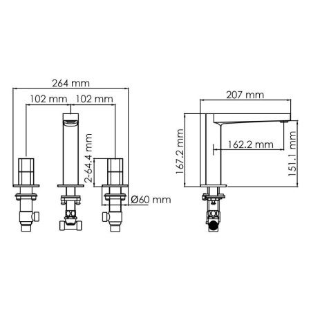 Смеситель Wasserkraft Naab 8600 8635 на раковину хром