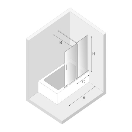 Душевая шторка на ванну New Trendy Smart Black EXK-4200 100х150 стекло прозрачное профиль черный ориентация универсальная