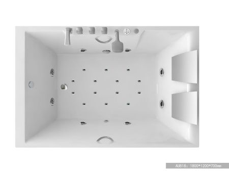 Ванна акриловая гидромассажная SSWW AU818R 180х120 пристенная прямоугольная с каркасом с ручками