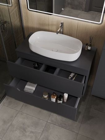 Тумба с раковиной Orange Line Li-100TugMDF+B07-675W 100х50 цвет серый