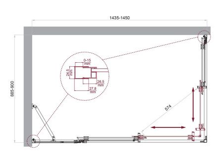 Душевой уголок BelBagno LUCE LUCE-AH-21-145/90-C-Cr 145х90 стекло прозрачное профиль хром без поддона