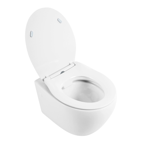 Унитаз подвесной BelBagno PROSPERO BB507B/BB2020SC белый с сиденьем микролифт безободковый каскадный смыв - фото 2