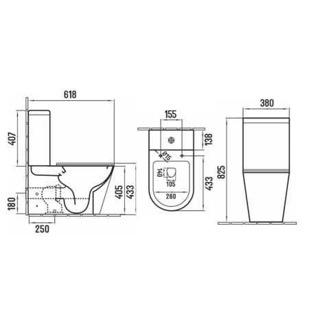 Унитаз напольный с бачком Melana MLN-310307MB черный с сиденьем микролифт безободковый смыв торнадо