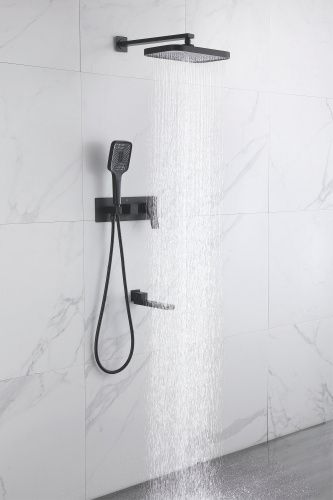 Душевая система Rose R1035H встраиваемая в стену цвет черный - фото 4