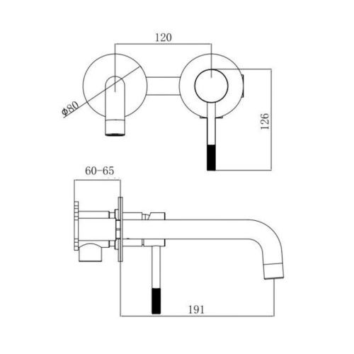 Смеситель для раковины Voda VSL28GM встраиваемый в стену вороненая сталь - фото 3