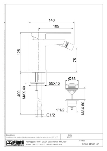 Смеситель Fiore Kube 100NN8535 на биде черный - фото 2