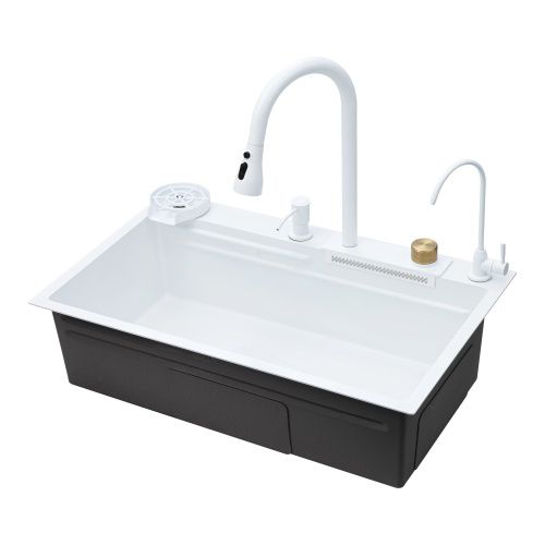 Кухонная мойка Savol S-SC003W 75х46 цвет белый поверхность матовая - фото 2