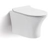 Унитаз подвесной CeramaLux 2617E белый с сиденьем микролифт безободковый каскадный смыв