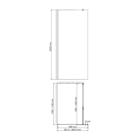 Душевая перегородка Wasserkraft Rur 30W 30W39BG-MG 90х200 стекло матовое профиль золото