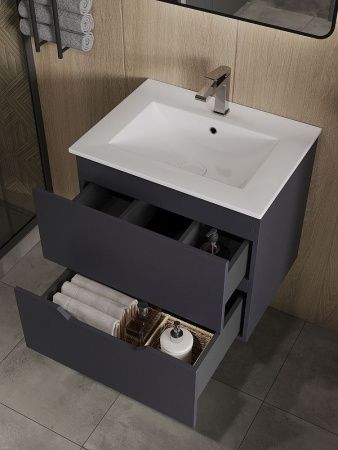 Тумба с раковиной Orange Line Li-60Tug+Ra 60х50 подвесная цвет серый