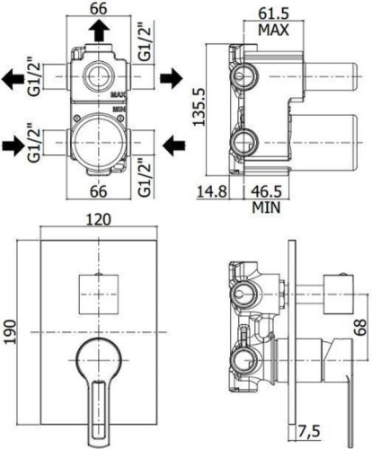 Смеситель для душа Paffoni Ringo RIN019CR/M встраиваемый в стену хром - фото 3