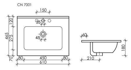 Раковина из сантехнического фарфора Ceramica Nova ELEMENT CN7001MB 61х47 накладная цвет черный матовый 1 отверстие под смеситель