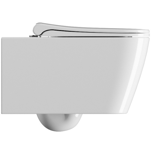 Чаша унитаза подвесная GSI Nubes 961511_УЦ/3 цвет белый без сиденья безободковая душевой смыв (укол и волна на фаянсе) - фото 2