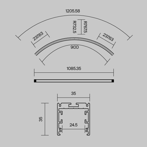 Радиусный профиль Maytoni Led Strip ALM-3535R-B-D-90°-1.5M - фото 2