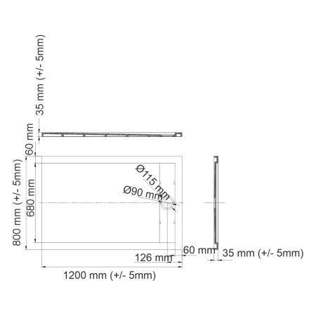 Душевой поддон из искусственного камня Wasserkraft Wiese 84T 84T06 120х80 серый