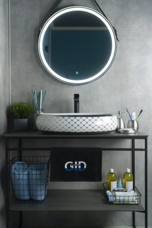 Раковина керамическая Gid Lago 52201 60х40 накладная цвет белый/хром без отверстий под смеситель