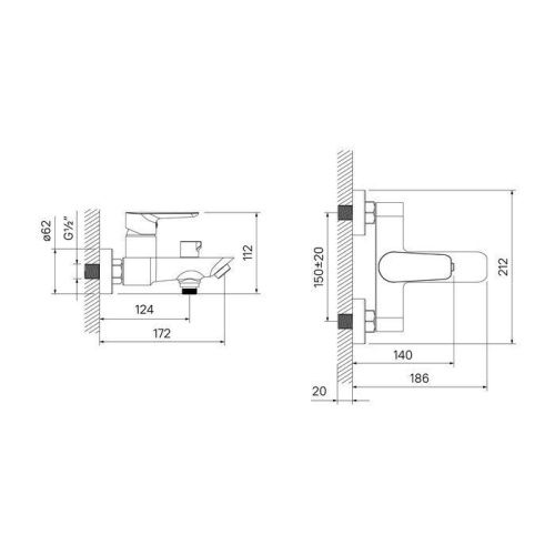 Смеситель для ванны и душа IDDIS Cloud CLOSB02i02WA настенный хром - фото 2
