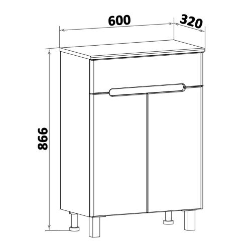 Шкаф-пенал RUNO ЛАДА 00-00001041 60х32х87 напольный цвет белый - фото 4