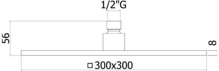 Верхний душ с держателем Paffoni Syncro King ZSOF078CR + ZSOF063CR 30х40 хром