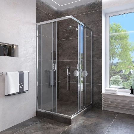 Душевой уголок Veconi Rovigo RV113-90-01-C4 90х90 стекло прозрачное профиль хром без поддона