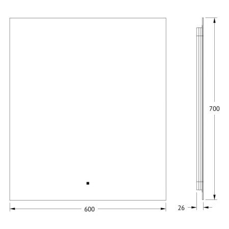 Зеркало с подсветкой Defesto GLOW DF 2516R 60х70 подвесное