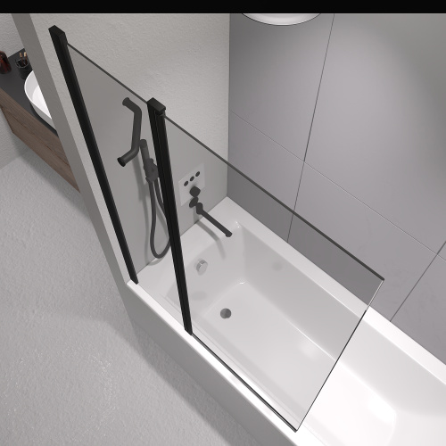 Душевая шторка на ванну RGW Screens 03111110-14 100х140 стекло прозрачное профиль черный ориентация универсальная - фото 5