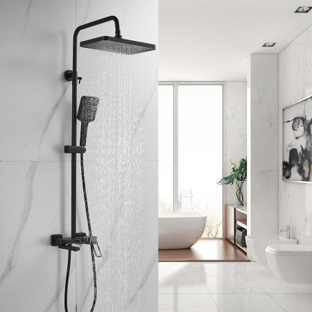 Душевая стойка Shevanik S6826H настенная цвет черный