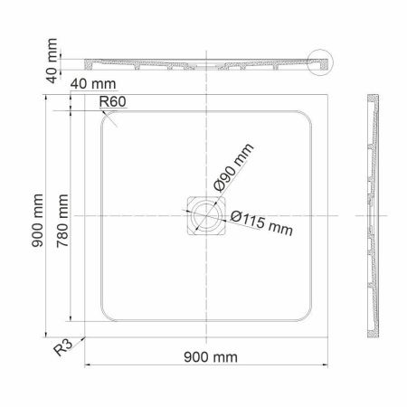 Душевой поддон из искусственного камня Wasserkraft Dinkel 58T 58T03 90х90 белый