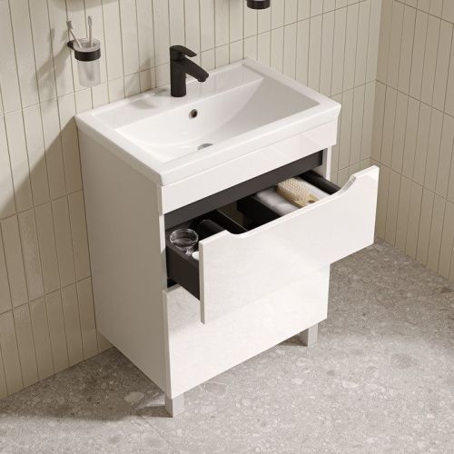 Тумба с раковиной IDDIS Ray RAY60WFi95K 61х41х84 напольная цвет белый - фото 4