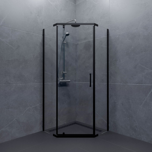 Душевой уголок Тритон Дека-Блэк Щ0000062934 100х100 стекло прозрачное профиль черный без поддона - фото 2