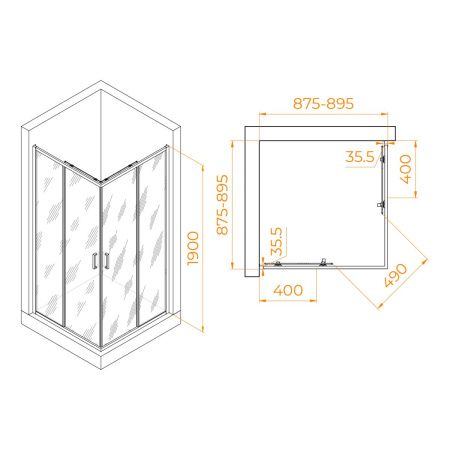 Душевой уголок RGW Passage 02083199-14 90х90 стекло прозрачное профиль черный без поддона
