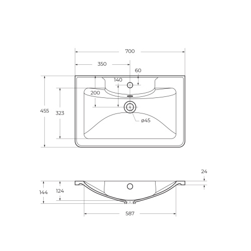 Раковина из искусственного камня BelBagno BB700/455-LV-MR-ALR 80х46 накладная цвет белый - фото 2
