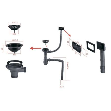 Кухонная мойка Fashun 17M Комплект AS5544-17 55х45 цвет серый поверхность матовая