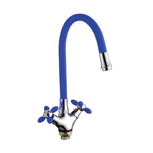 Смеситель для кухни Fashun A44127-11 на мойку хром/синий - фото 2