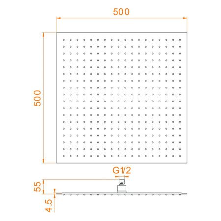 Верхний душ RGW Shower Panels 21148250-01 50х50 хром