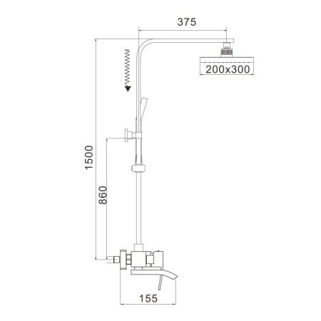 Душевая стойка Rose R1556H настенная цвет черный
