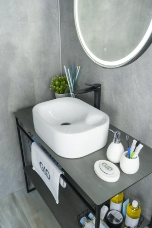 Раковина керамическая Gid Creativo 51173 50х30 накладная цвет белый без отверстий под смеситель