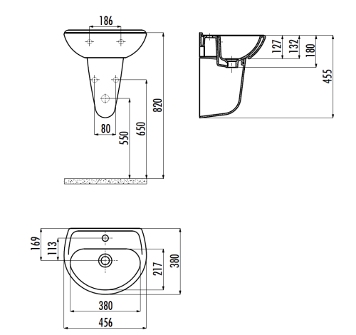 Раковина из сантехнического фарфора Creavit Oval TP145-00CB00E-0000 46х38 подвесная цвет белый - фото 2