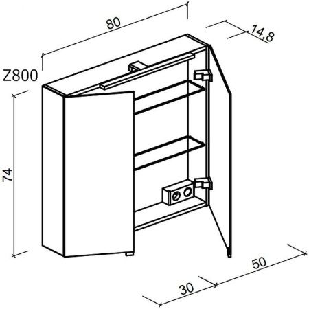 Зеркало-шкаф Sancos Hilton Z800 80х70 подвесной цвет белый